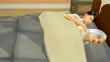 Abspielen Sohn schleicht sich unter die Decke seiner Mutter und weiß, dass sie nackt unter ihr ist - Mutter und Sohn